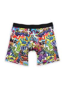 10 Random Pack Men's Boxer Briefs, Christmas Style, Santa Claus And Gingerbread Man Prints, Graffiti Pattern, Comfortable Everyday Men's Underwear,Christmas Surprise Gift