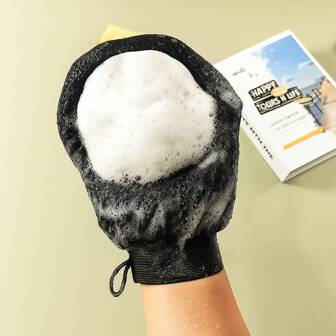 1pc Korean Style Fashion Exfoliating Bath Glove, 150D Rayon Fiber Textured Thin Loofah Scrub For Daily Body & Skin Cleansing
