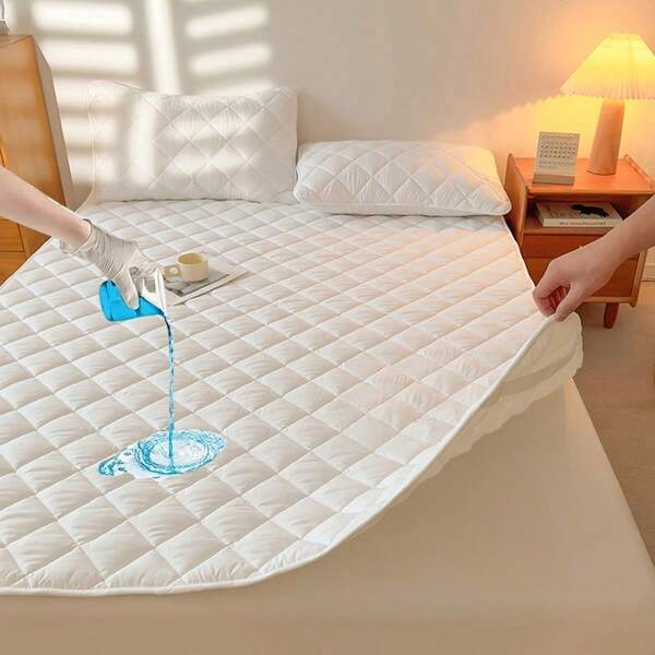 1pc 100% Waterproof Quilted Mattress Protector, Hypoallergenic, Soft And Comfortable, Suitable For Bedroom, Dorm, Hotel, Full Size - College Dorm, New Home