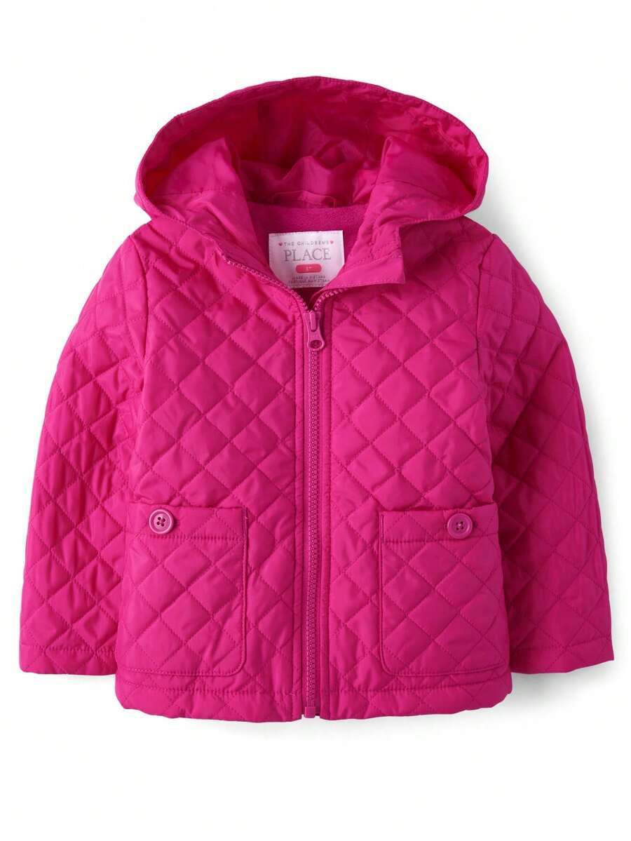 The Children's PLACE Toddler Girls Quilted Barn Jacket - AURORA PINK - View 1
