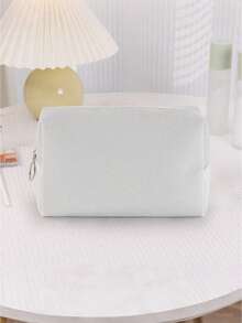 1pc Women's Minimalist Makeup Tool Cosmetic Bag, Travel Toiletry Pouch Essential For Back To School - Grey - View 1