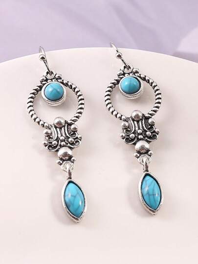 1 Pair Vintage Bohemian Style Geometric Long Earrings