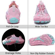Shoes Barefoot Aqua Socks Outdoor Indoor Quick Dry Sandals Lightweight Slip On Walking Sneakers Beach Pool Swim (Little/Big) - 3-粉紅色 - 查看 5