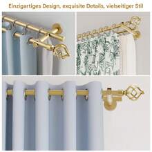 IsEasy Curtain Rod 25mm Curtain Rod 1 Track 2 Tracks Stainless Steel Metal 80-280cm - 金色-2-läufig - 查看 10