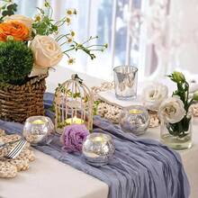 Silver Wishing Candle Holder, Mercury Glass Candle Holder For Centerpiece, Suitable For Tea Party, Wedding Table Decoration, Bridal Shower, Baby Shower, Birthday Party