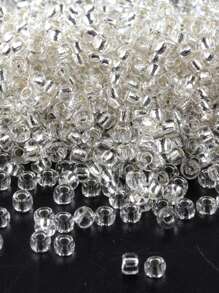 GO2CJBEADS 10 جرام متعدد الألوان حبيبات زجاجية دائرية بقطر 2 مم بخط فضي للاستخدام في صناعة الأساور DIY