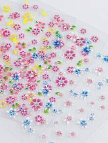 6张彩色可爱花朵元素指甲贴纸送礼卡通美甲贴纸儿童女孩DIY美甲用品儿童礼物 - 彩色 - 查看 4