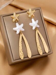 1 Pair Stylish Minimalist Geometric Starfish Drop Earrings, Elegant Fashion Daily Accessories, Ideal Gift For Women