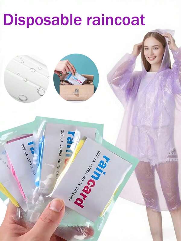 1/5/8/12 piezas Poncho de lluvia desechable para hombres y mujeres, impermeable portátil para adultos, adecuado para acampar al aire libre, senderismo, ciclismo, chaqueta impermeable, necesidad de viaje (empaque de letra y color aleatorios), útiles escolares
