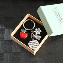 1pc Apple Flower Owl Keychain, Teacher's Day Gift, Graduation Ceremony Gift - Multicolor - View 2
