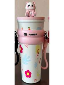 Panda Thermal Cup 700ml With Retractable Straw And Safety Handle – Ideal For Everyday Use! ‍♀️ - Rose - View 1