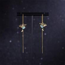 1 par de pendientes colgantes con diseño elegante de colibrí, incrustados con circonita cúbica brillante, un regalo delicado y encantador para mujeres