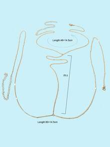 1pc Minimalist Gold Criss-Cross Bikini Top Body Jewelry - Gold - View 3