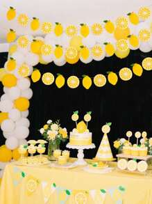4 piezas de Guirnalda de limón degradado, Pancarta de limón para decoración, Decoraciones de limón para fiesta de cumpleaños, Decoraciones para puesto de limonada, Fondo para picnic de verano interior y exterior