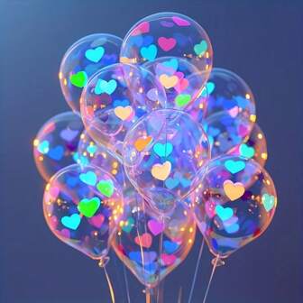 20pcs Glow In The Dark Heart Balloons, 12inch UV Reactive Neon Balloons, Suitable For Birthday, Wedding, Valentine's Day, Summer Party, Night Gathering, UV Reactive Latex Party Decorations