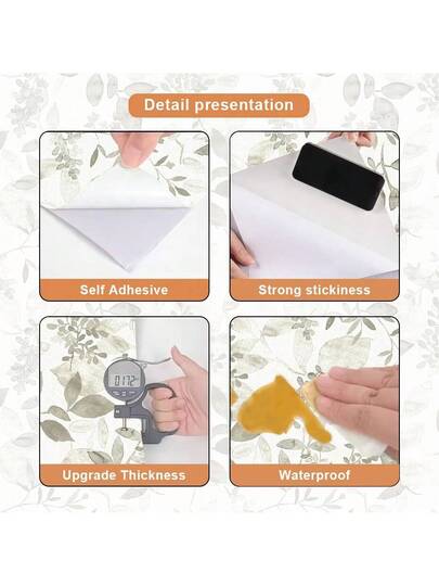 Roll Elegante Water Plant Leaves Wallpaper Peel Stick, Removable Wand Stickers, Beautiful Verlichting Background Murals Room Living Hallway ation Home Art Self Adhesive view 5