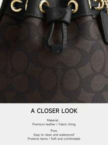 Coach Bolso de cubo de hombro, bolso cruzado para mujer, bolso de mano mini con cordón para dama, cartera de embrague