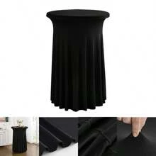 32" x 43" (ca. 81,3 x 109,2 cm) schwarzer runder Cocktail-Tisch Rock | Spandex Stretch passgenauer Tischbezug | knitterresistent, fleckenresistent, maschinenwaschbar für Bars, Hochzeiten, Partys und Veranstaltungen