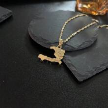 1pc Haiti Map Necklace Pendants For Women Girls,Gold Color Ayiti Jewelry Map Of Haiti
