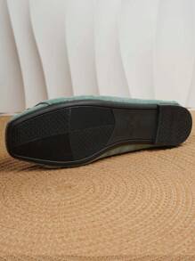 WHDXY 1 双女士方头一脚蹬平底鞋，新款设计金属扣乐福鞋，休闲时尚宴会高端优质绒面平底鞋，适合夏季