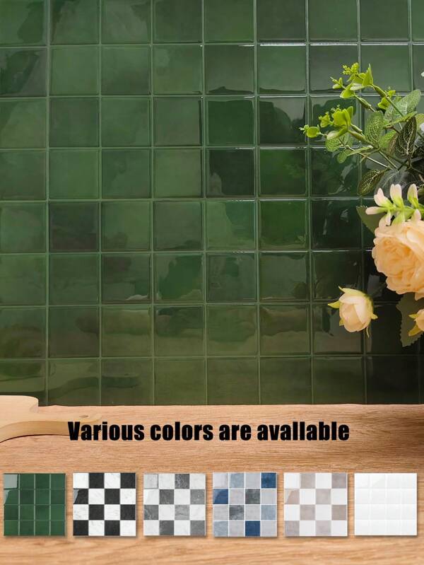 Peel And Stick Backsplash 9" X 9" - 3D Adhesive Peel And Stick Tile Backsplash For Kitchen, Bathroom, Wall Tile, Checkered Wall Decor Room Decor Stickers Wallpaper Wall Paper Wall Stickers Wall Sticker Kitchen Accessories Kitchen Items Kitchen Decor