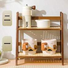 1pc Imitation Rattan Cup Holder, Double-Layer Desktop Water Cup Holder, Dormitory Kitchen Organizing Rack