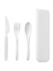 4pcs Portable Plastic Cutlery Set With Utensils (Knife, Fork, Spoon, Chopsticks) And 1 Storage Box, Suitable For Outdoor, Camping, Picnic, Work, School,School Supplies - Multicolor - View 16