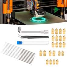 MK8 3D Drucker Messing Düsen Set und Reinigungsnadeln, Pinzette, Schraubenschlüssel 0,2-1,0mm feine Spitze Drucker Zubehör und Reinigungswerkzeug-Set