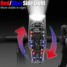 1pc Bicycle Light Bicycle Headlight Taillight Set Digital Display Bicycle Light Transparent Multi-Function Rechargeable Suitable For Outdoor Mountain Road Bike Riding Light Bicycle Bicycle Light Bicycle Light