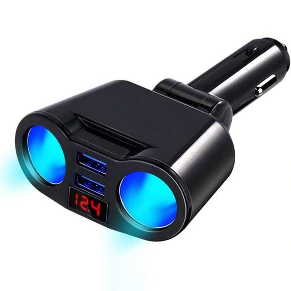 4.8A Dual USB Car Charger 2 Ports LED Display 12-24V Cigarette Socket Lighter Fast Car Charger Power Adapter Compatible With IPhone