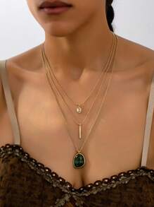 1pc Vintage Bohemian Style Multi-Layer Turquoise Necklace