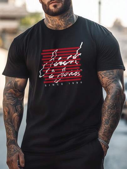 Camisetas de manga corta y cuello redondo informales transpirables para hombres, en blanco, negro, con texto y gráficos, mezcla de poliéster, lavables a máquina, para deportes de verano y uso casual, tops para gimnasio y entrenamiento