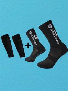 FLSHMCEN 1 Pack Men's Grip Soccer Socks And Football Leg Cover, Non-Slip Leg Shin Guards Cover For Basketball, Football, Sports