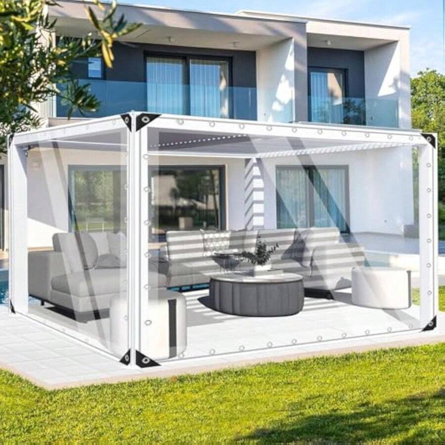 3' X 6' Clear Tarps Heavy Duty Pvc Vinyl 20 Mil Thick Tarpaulin, Glass Tarpaulin With Metal Grommets, Protects Against Water, Uv-Ray, Tear, Cold Weather Resistan For Greenhouse Balcony Garden - 沒有任何 - 查看 1