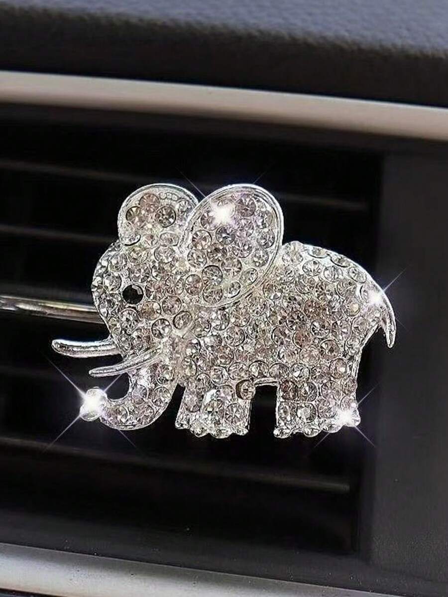 1-2pcs Car Air Vent Clip Bling Decoration With Artificial Diamond, Includes Free Fragrance Pad (Random)