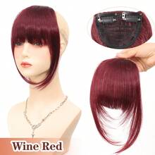 齐刘海直刘海夹式接发刘海两边分层长直侧刘海黑棕色假发女士 1 件