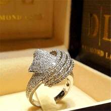 Sparkling Fashion Rings For Women, Suitable For Engagement, Wedding, Birthday Party, Anniversary Gift - Silver - View 1