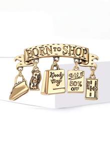 Born To Shop Brooch Pin For Women - Cute Money Bag Letter Tag Brooch For Sweater Jacket Hat Shoes Outfit Accessory