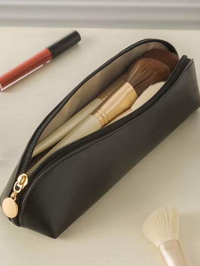 Bolsa organizadora de maquillaje compacta y elegante, estuche portátil para brochas de maquillaje, bolsa de almacenamiento de cosméticos conveniente para viajes/escuela, plegable y suave, espaciosa, de alta gama, de unicolor, artículos esenciales de viaje, vacaciones, verano, regreso a la escuela, bolsa para la escuela, bolsa de viaje para mujeres, bolsa de maquillaje para viajes