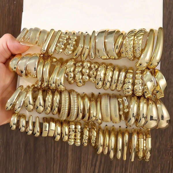 1-40 Pairs New Oversized Resin C-Shape Hoop Earrings, Lightweight & Comfortable, Fashionable Design, Unique Resin Material With Strong Malleability, Lightweight & Soft, Barely Noticeable When Wearing, Essential For Daily Wear, Party & Gift, Personalized Earring Set