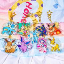 pocket monsters Accessoires Pokémon - Porte-clés en acrylique Eevee 9 formes, charmant pendentif de sac à dos, bijoux DIY pour femmes, accessoires de voiture, breloques de sac, sacs d'école, lettre de dessin animé