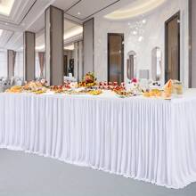 1 Stück weiße einlagige Tischröcke, weicher und glatter Stoff, Prinzessinen-Stil Tischdecke für den Dessert-Tisch, geeignet für Braut-Hochzeits-Veranstaltungen, Partys, Bankette, Prinzessinnen-Geburtstags-Partys, Taufen, Geburtstagstisch-Röcke