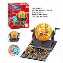 Nuevo juego clásico de mini bingo y lotería con máquina giratoria con 90 números y 12 tarjetas, para familias, fiestas, reuniones y juegos de bebida - Negro - Ver 4