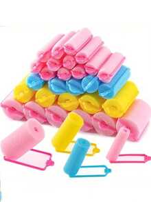 29 件海绵卷发器，泡沫卷发器睡眠卷发器弹性头发造型卷发器海绵卷发器适用于美发造型、返校、旅行度假必备品、女士发饰 - 彩色 - 查看 1