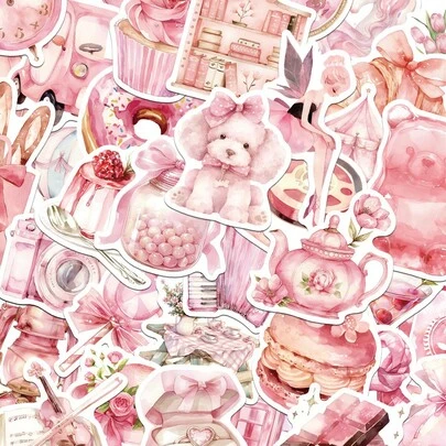 50pcs New Pink Graffiti Stickers, Suitable For DIY Decoration On Guitar, Notebook, Luggage, Diary And Other School Supplies, Essential For Back To School Season