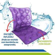 Almofada Assento Caixa de Ovo Quadrada Água com Encosto Inflável Anti Escaras Cod 102-0048 - Roxo - Visão 4