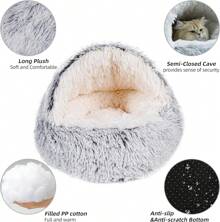 Pet Dog Cat Bed Round Plush Kitten Warm Sleeping Nest Bed Cat Cave House
