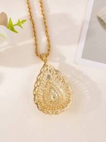 Colar com pingente de gota d'água vazada, estilo palácio, metálico, multicolorido, corrente torcida, acessórios para casamento, presente de festival e pequenas joias