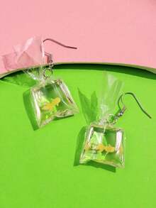 1 对可爱卡通透明仿黄鱼耳环，时尚独特，适合海滩、日常佩戴、通勤、节日搭配的女士珠宝 - 彩色 - 查看 3