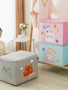 1pc Toy Storage Box,Cartoon Print Basket Organizer. Cute Basket With Handle. Animal Decoration, Book Basket, Gift Basket, Laundry Baskets Storage Basket Sundries Toy Storage Box